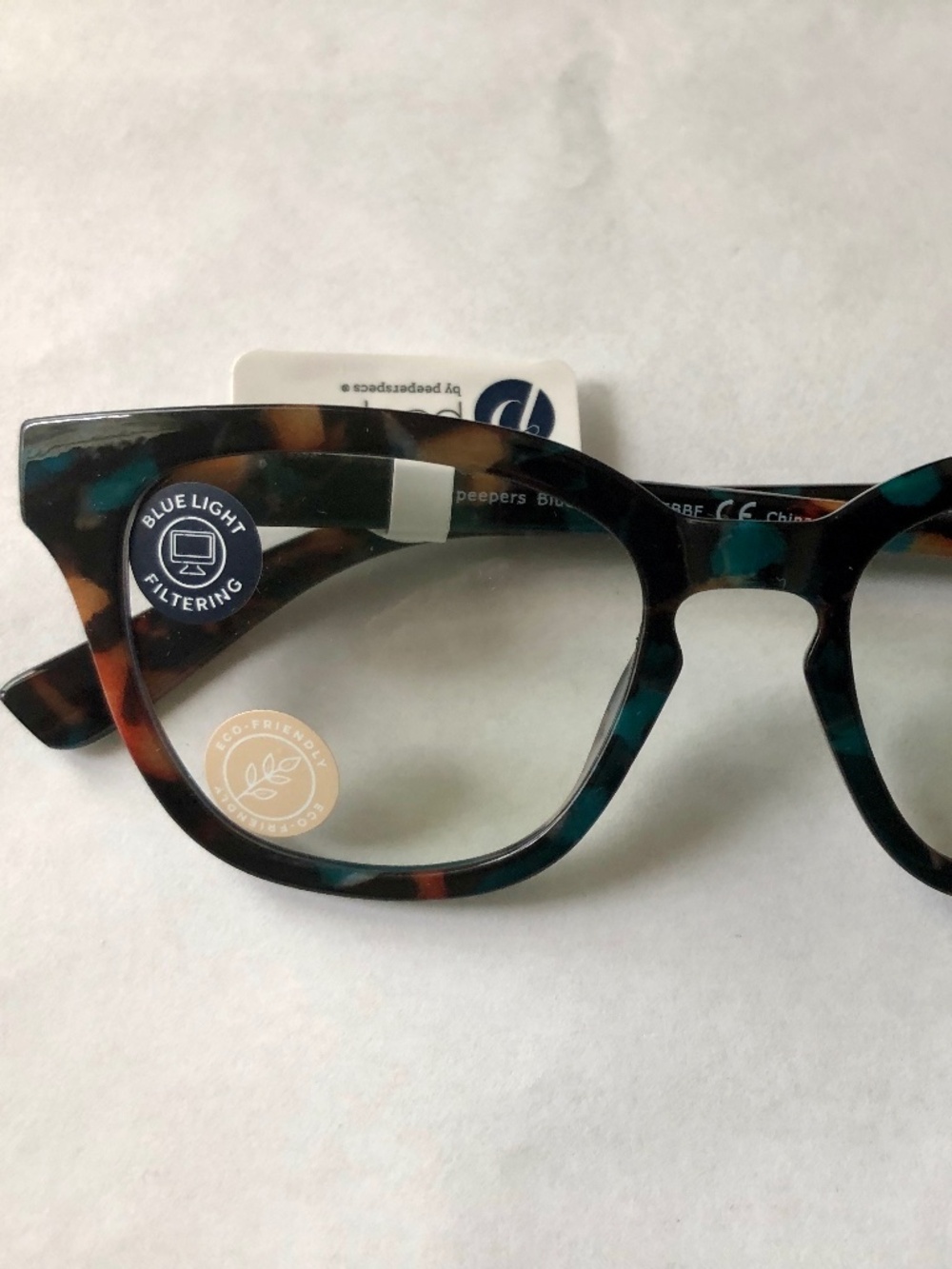 New Teal Marble Peepers Blue Light Block Glasses‎ +0.00